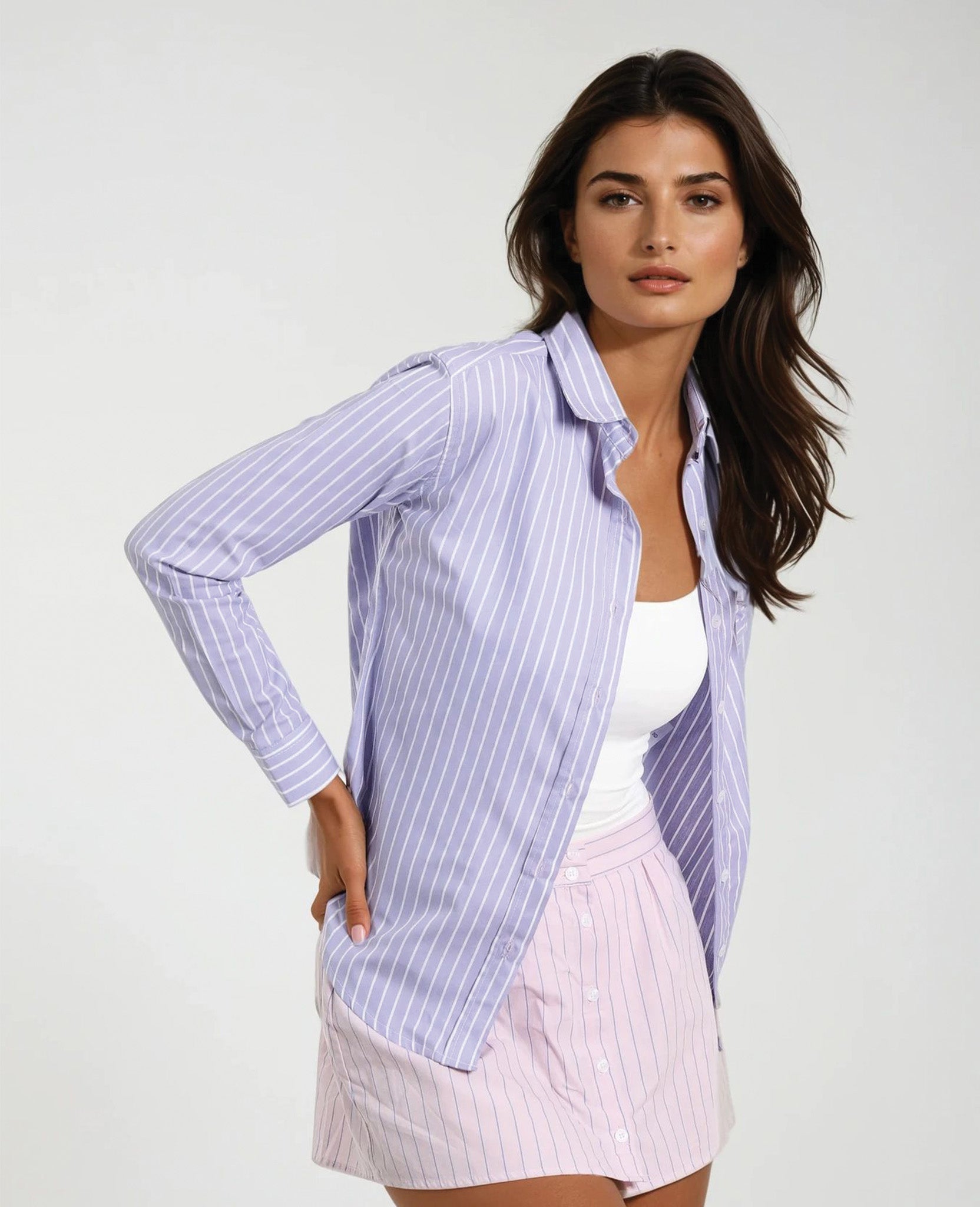 Camisa Rayas Lila