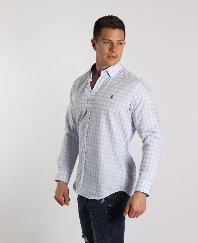 Camisa Cuadros Cielo