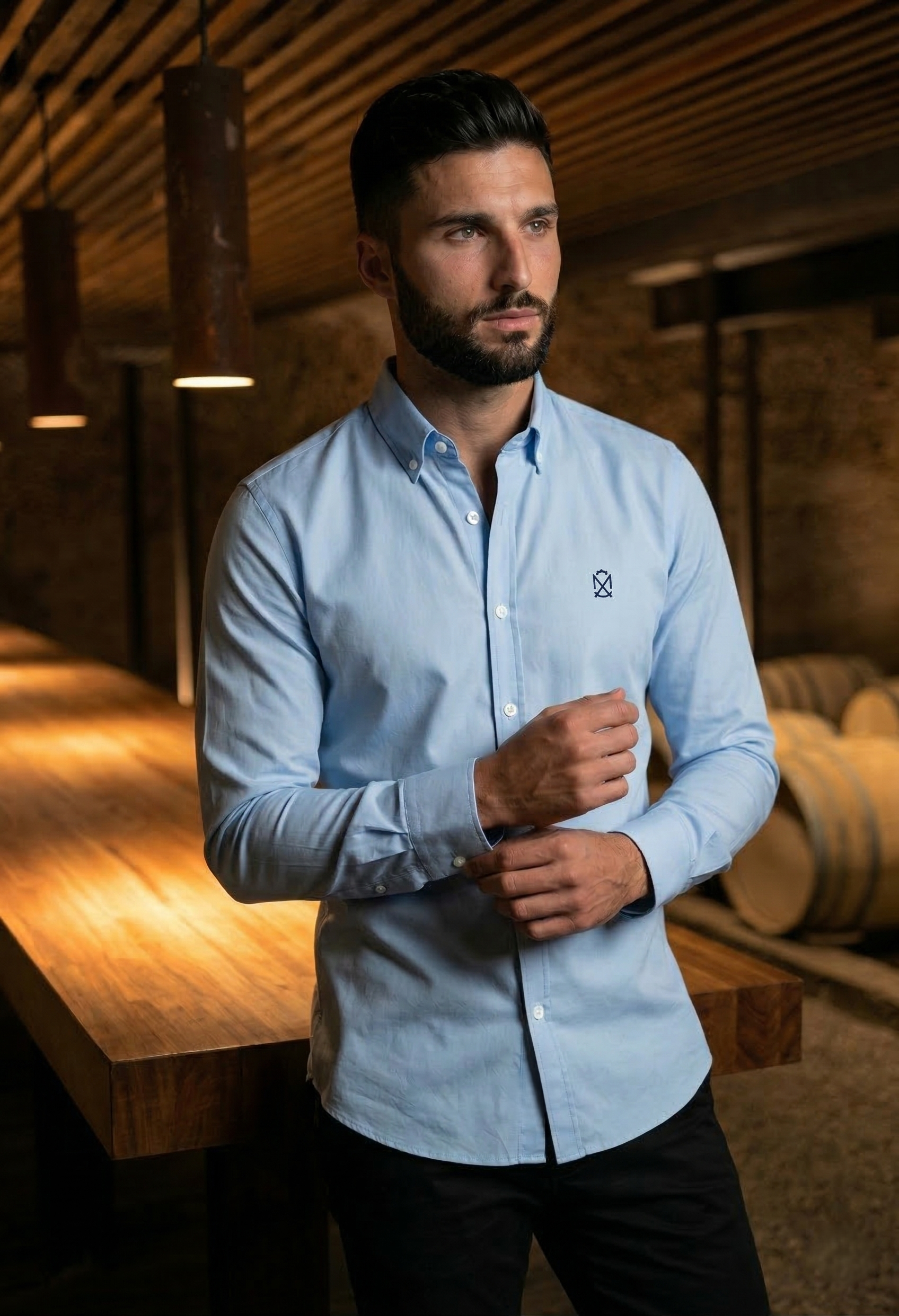 Camisa Lino Celeste