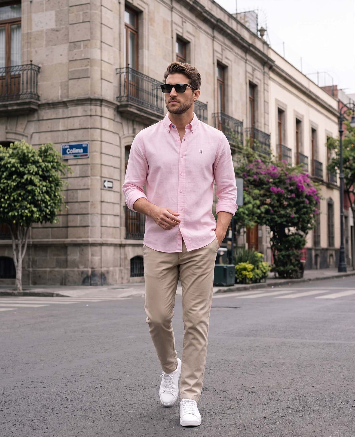Camisa Lino Rosa