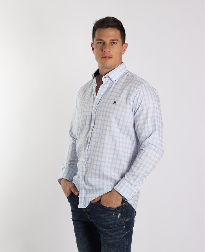 Camisa Cuadros Cielo