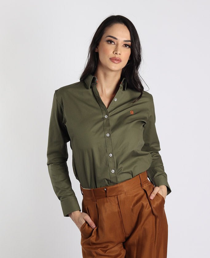 Outfit Blusa Verde Oscuro Camisas Verde Esmeralda Mujer Moda